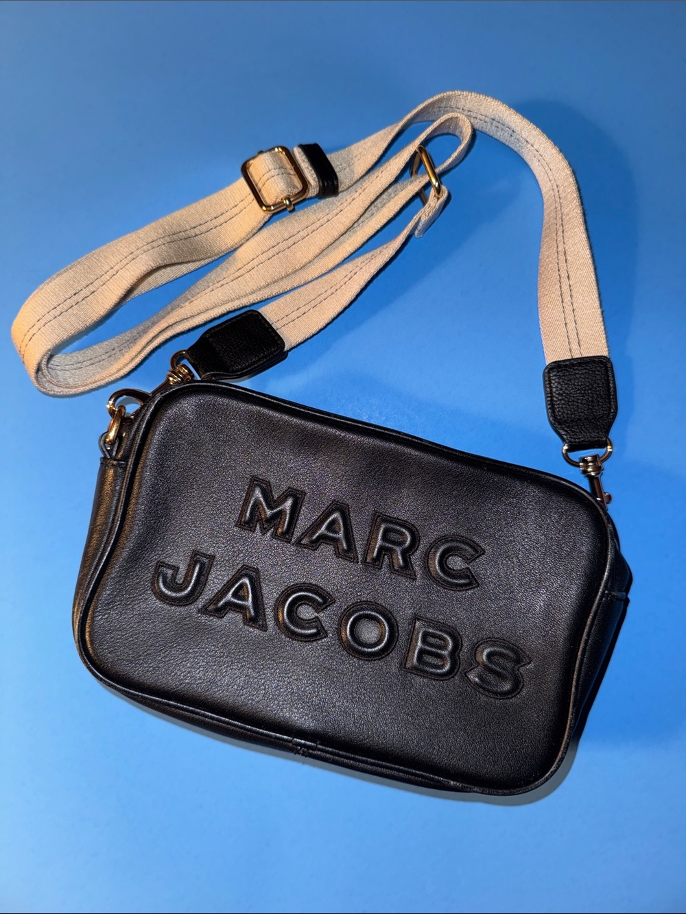 Marc Jacobs Black Leather 3D Logo Camera Crossbody Bag